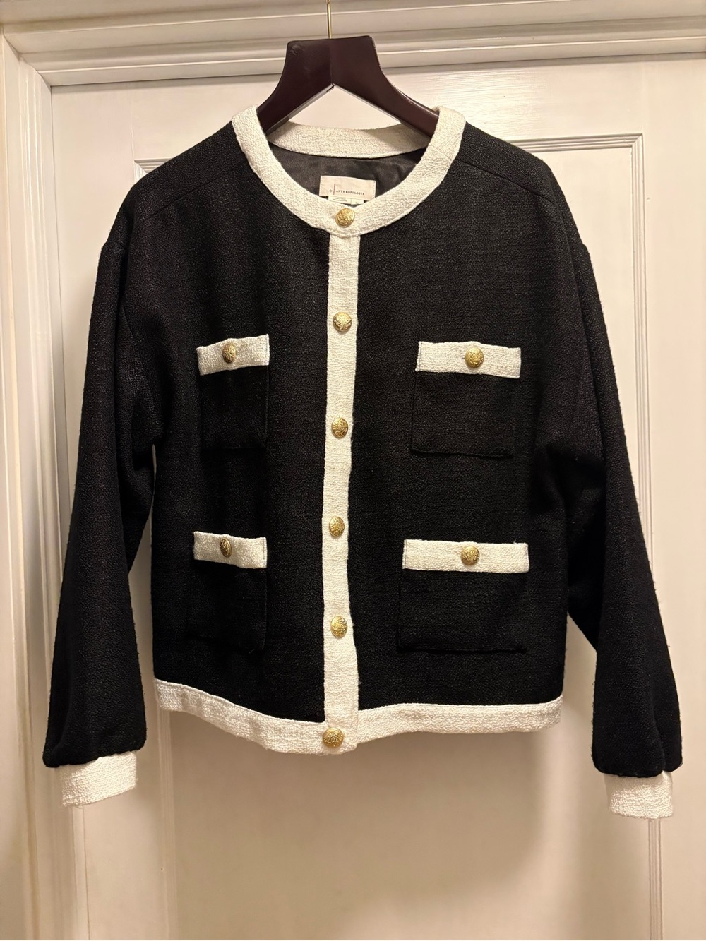 Like New Classic Anthropologie Knit Jacket - Black & White